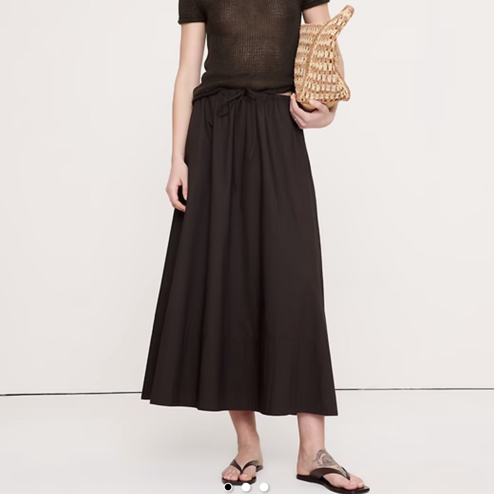 Banana Republic Black Maxi Drawstring-Waist Skirt